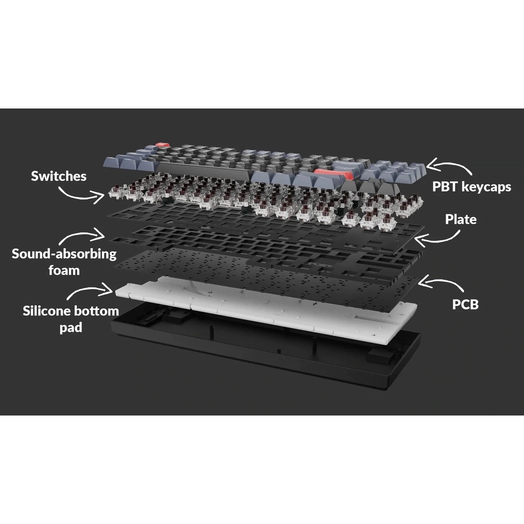 Bàn phím cơ Keychron K8 Pro (Bluetooth| khung Nhôm Alu| led RGB| HotSwap| Gateron G-Pro) Chính hãng