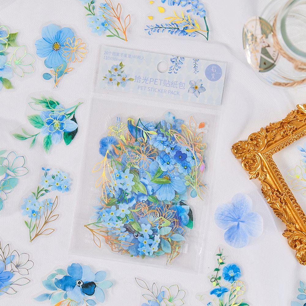Túi 40 Sticker Dán Trang Trí Sổ Tay DIY Hình Hoa AUGUSTINE