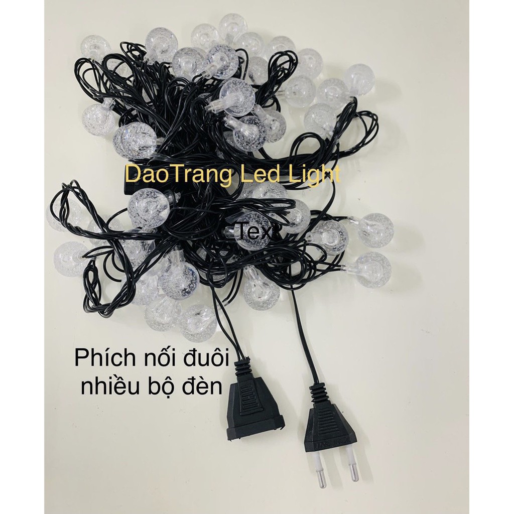 Dây 10M 50 Bóng Đèn Tròn Cherry Ball Pha Lê Đèn Led Không Chớp Nháy Chống Nước Xài Điện Decor Trang Trí Phòng Ngủ CRB10M