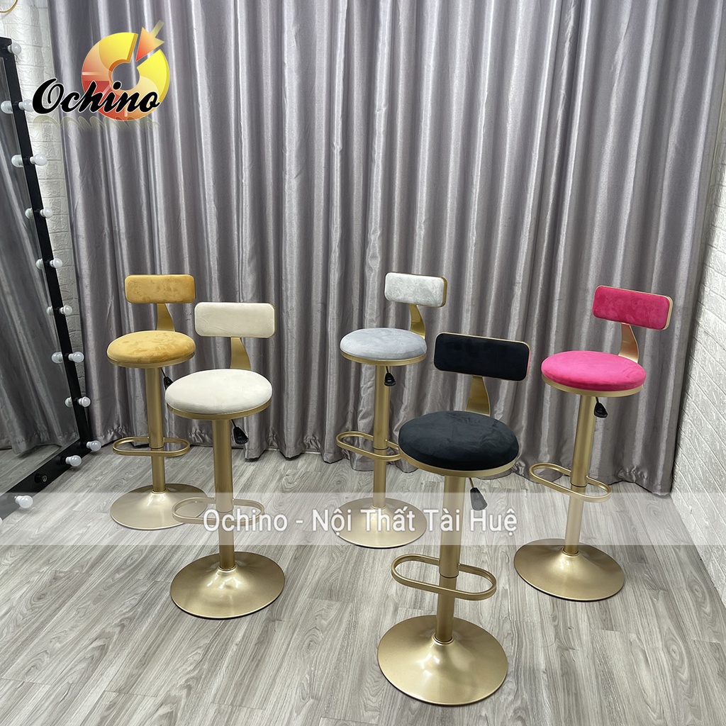 Ghế Quầy Bar, Ghế Trang Điểm Chân vàng NHẠT Cao Cấp (Đủ Màu)