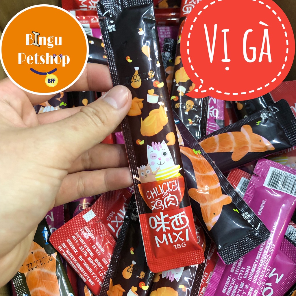 Súp thưởng cao cấp cho mèo Mixi thanh 15g - 3 Vị
