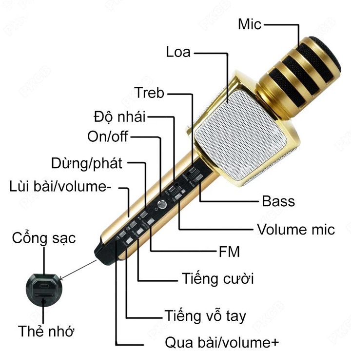 Micro Karaoke Bluetooth SDRD SD-17 Mic cầm tay không dây Loại 1 Âm Thanh Chuẩn, Hát Hay