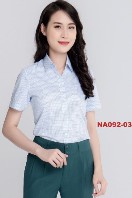 Áo sơ mi Thái Hoà sọc kẻ xanh dương A092-03