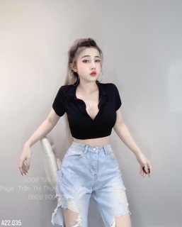♥️Croptop Body Cổ Bẻ Trơn