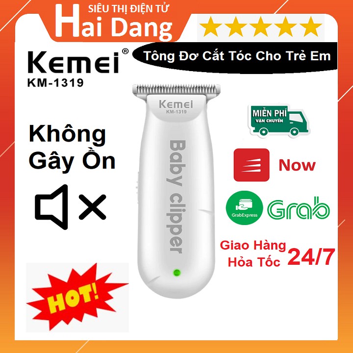 Tông Đơ Cắt Tóc Trẻ Em, Chính Hãng Kemei KM 1319 Tiếng Ồn Nhỏ Dùng Cho Bé - Tăng Đơ Cho Trẻ Nhỏ Baby Clipper