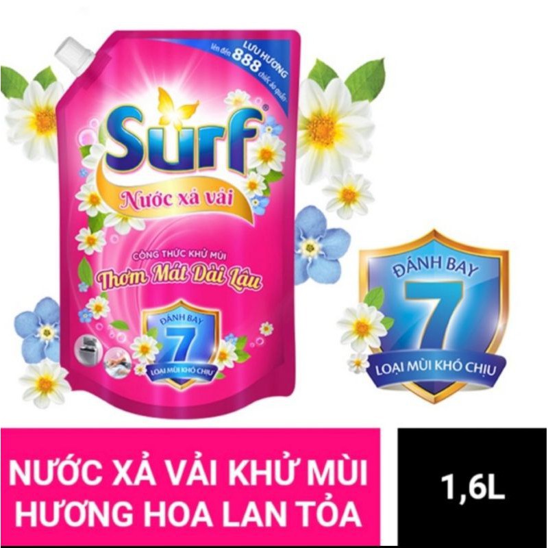 Combo 3 Nước Xả Vải Surf Hương Cỏ Hoa Lan Tỏa Túi 1.6L x3
