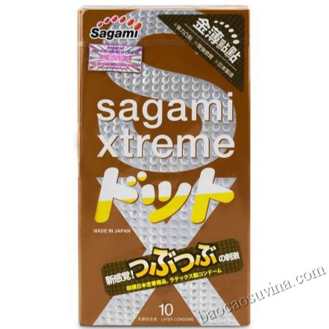 Bao cao su Sagami Xtreme Feel Up NHẬT BẢN siêu mỏng gân gai không mùi co giãn (hộp 10 cái)