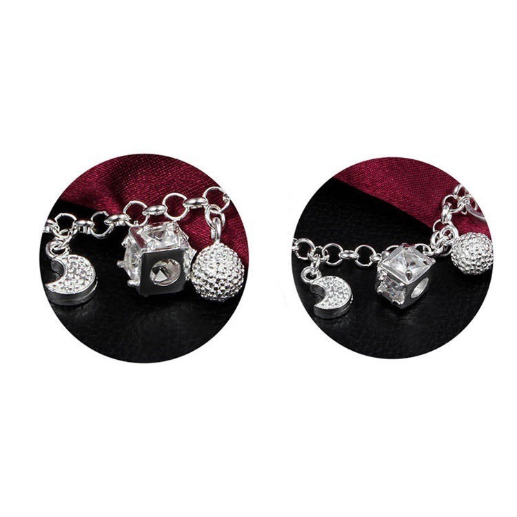 Lắc tay bạc tua rua phối hình xinh xắn thời trang