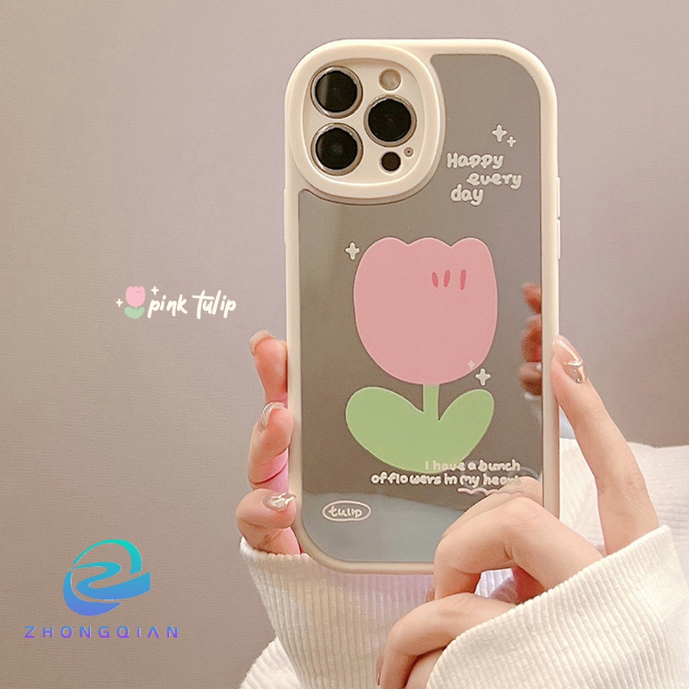 Ốp Điện Thoại Mềm Họa Tiết Hoa Phối Gương Sang Trọng Cho iPhone 11 12 13 Pro max mini XS max xr 7 8 se2020 plus
