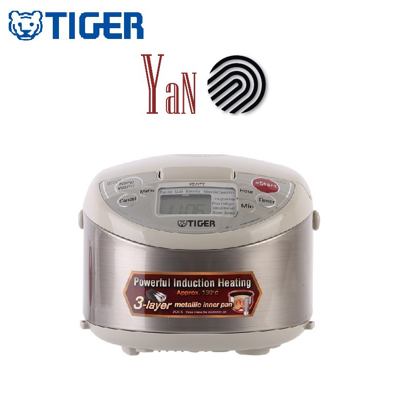 Nồi cơm điện tử nắp gài cao tần IH 1L Tiger JKW-A10W 1210W màu inox viền cà phê sữa - Hàng chính hãng