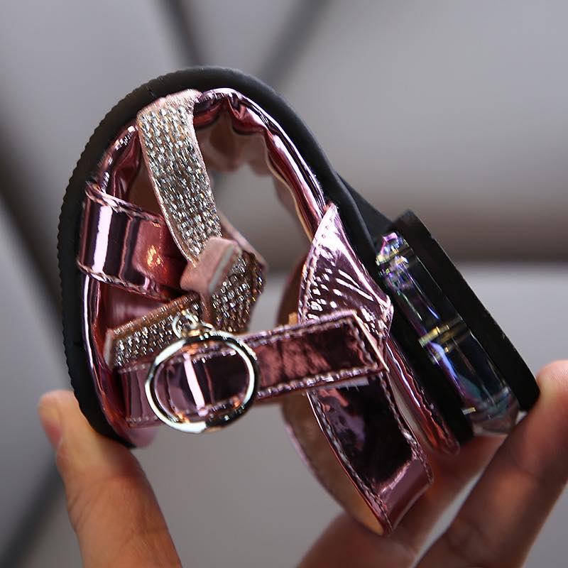 Giày sandal nơ đá lấp lánh kiểu dáng đơn giản dễ thương cho con gái