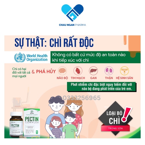 VIÊN UỐNG GIẢI ĐỘC CÁC KIM LOẠI NẶNG CHÌ -PB PECTIN COMPLEX CHAI 60 VIÊN - DMC