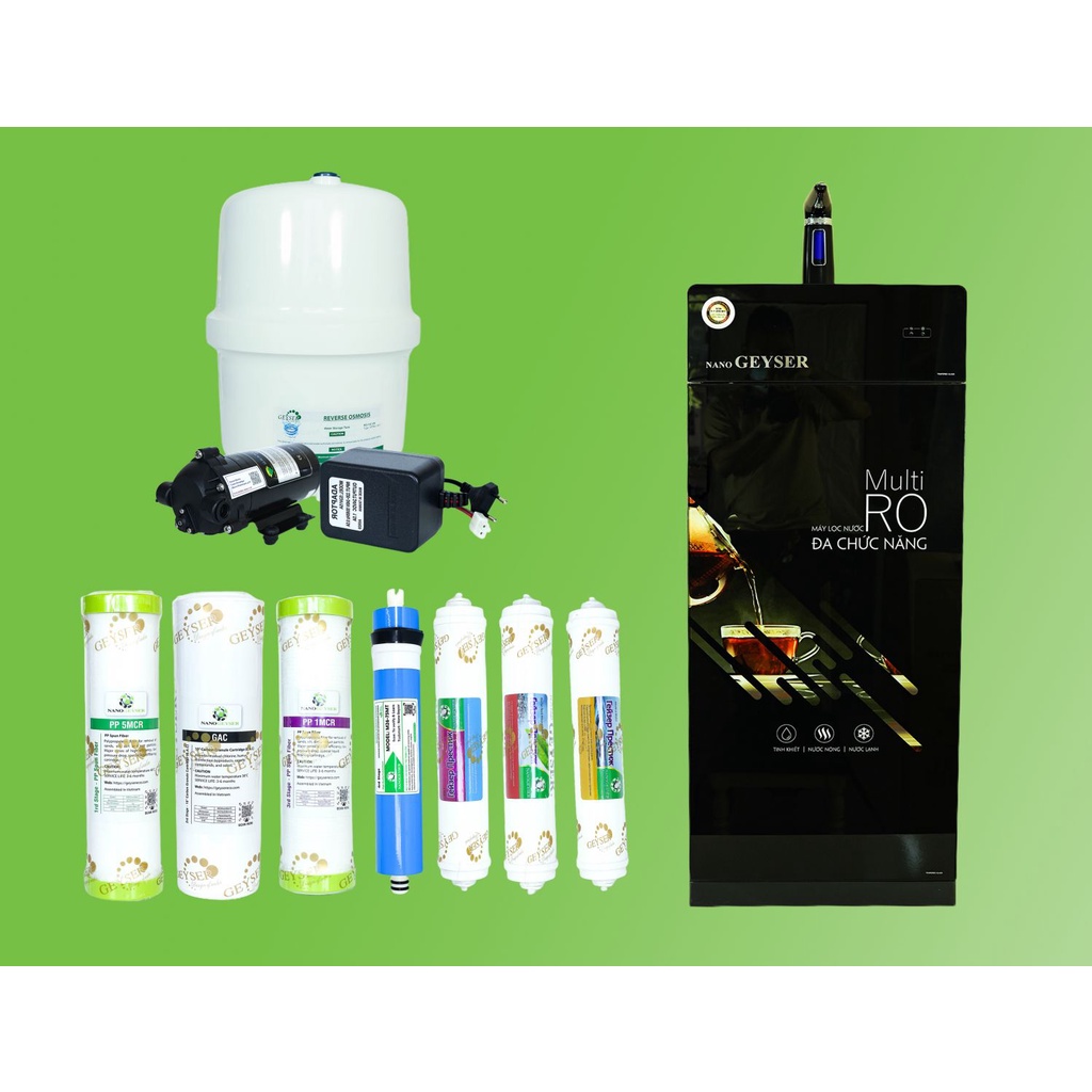 Máy lọc nước Nóng Lạnh Nguội Nano Geyser ECO 7 - Hàng chính hãng bảo hành điện tử 5 năm, Bổ sung khoáng chất tự nhiên