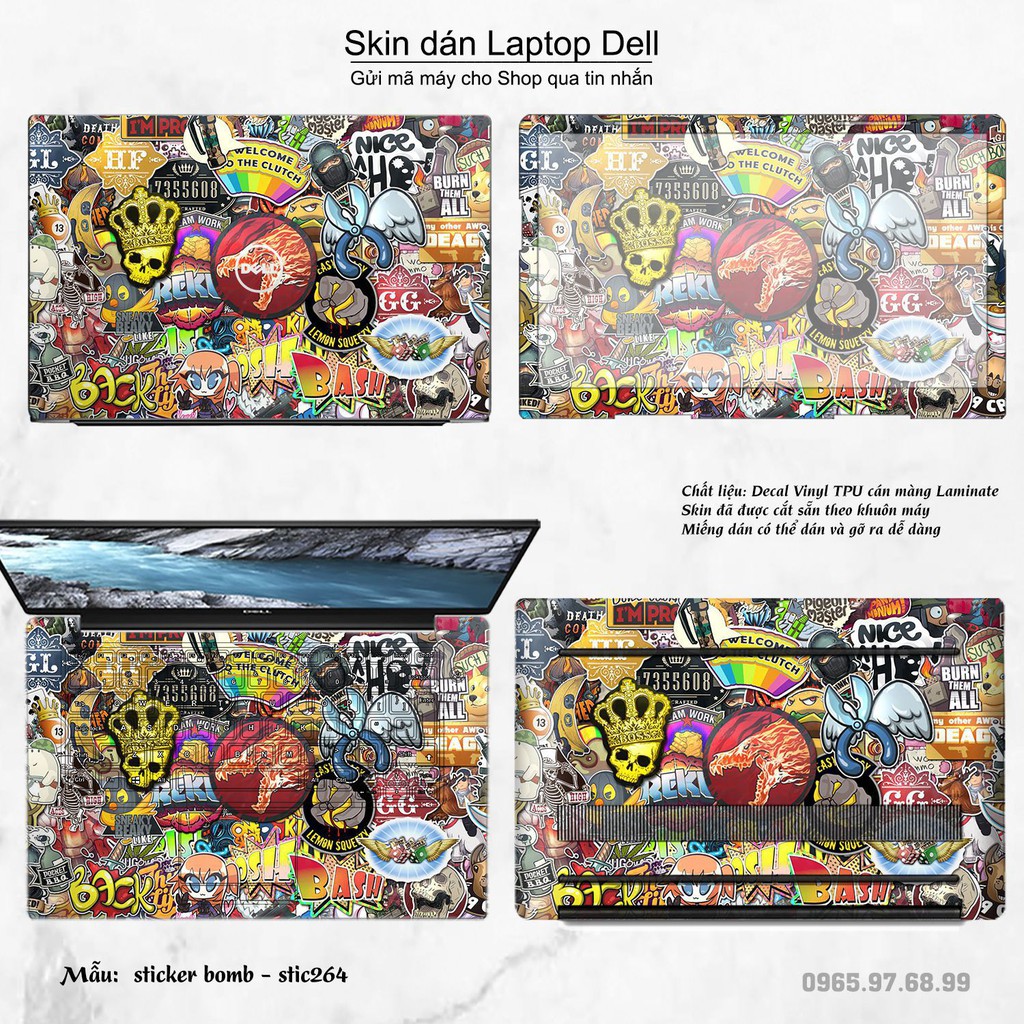 Skin dán Laptop Dell in hình sticker bomb nhiều mẫu 2 (inbox mã máy cho Shop)