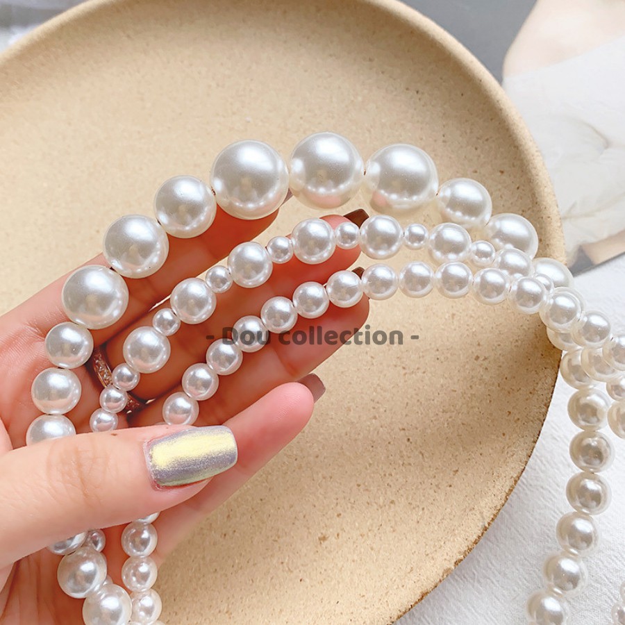 [Nowship2h] Mấn Cài tóc, Bờm tóc nữ đẹp chuỗi hạt ngọc trai nhân tạo dễ thương phong cách Hàn Quốc - Mã CT008