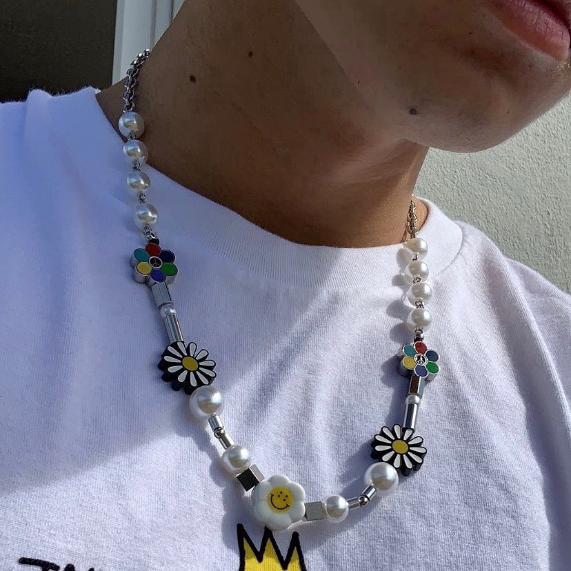 Dây chuyền mặt hoa hướng dương đính ngọc trai xinh xắn