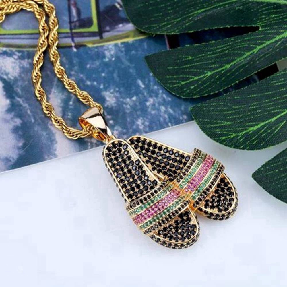 Dây chuyền hình đôi dép lấp lánh phong cách cho nam và nữ