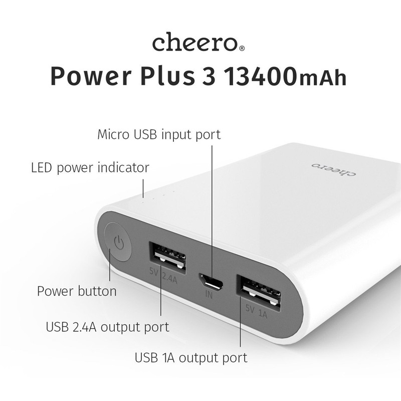 Pin Sạc Dự Phòng Cheero Power Plus 3 Mini CHE-059 13400mAh - Hàng Chính Hãng