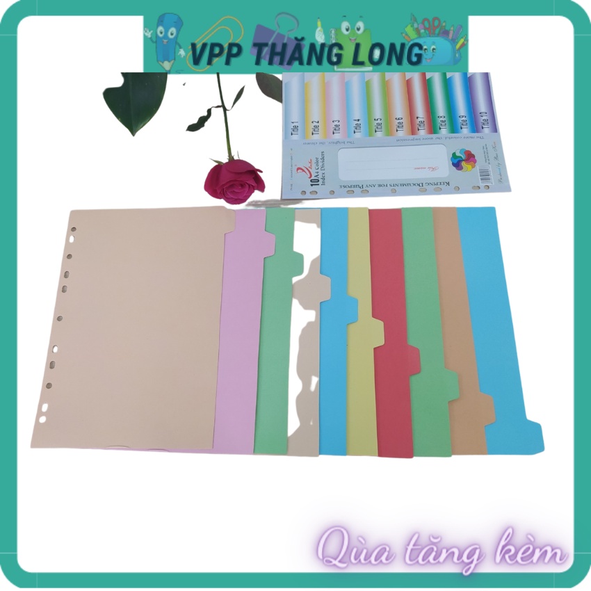 Tập chia file giấy 10 màu