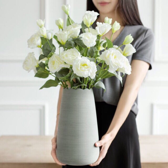 Cành lan cát tường lụa cao cấp - 2 bông 1 nụ đẹp như thật, siêu bền, chống bám bụi