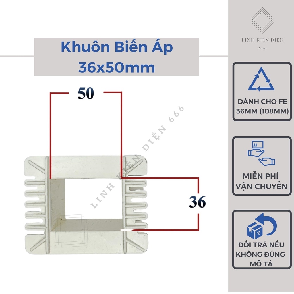 Khuôn Nhựa Quấn Biến Áp 36x50mm Cốt Biến Áp Gông Quấn Đổi Nguồn Kích Cơ