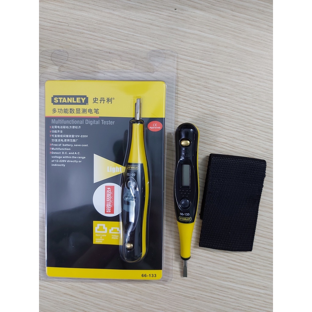 Tô vít kiểm tra điện, Bút thử điện hiên thị màn hình kỹ thuật số cao cấp STANLEY 66-133-23 từ12-220V