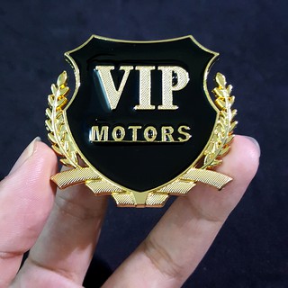 Bộ 2 miếng dán logo kim loại chữ VIP MOTOR bông lúa - trang trí ô tô và nhiều logo hãng khác