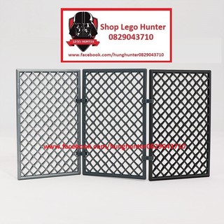 Army Phụ kiện lắp ráp Moc : Tấm hàng rào lưới  màu xám nhạt kim loại có kèm chốt nối