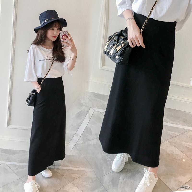 Spring / Summer 2021 Váy cotton kiểu La Mã nữ chữ A cạp cao, suit đen nhỏ, to, dài màu nude