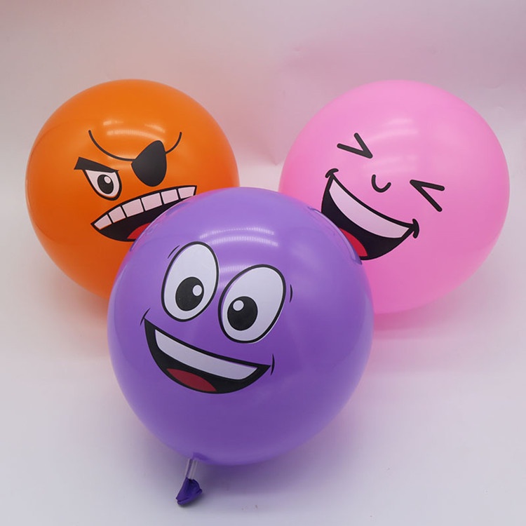 Set 10 bong bóng cao su 12 inch hình biểu tượng cảm xúc dùng trang trí tiệc cưới/ sinh nhật