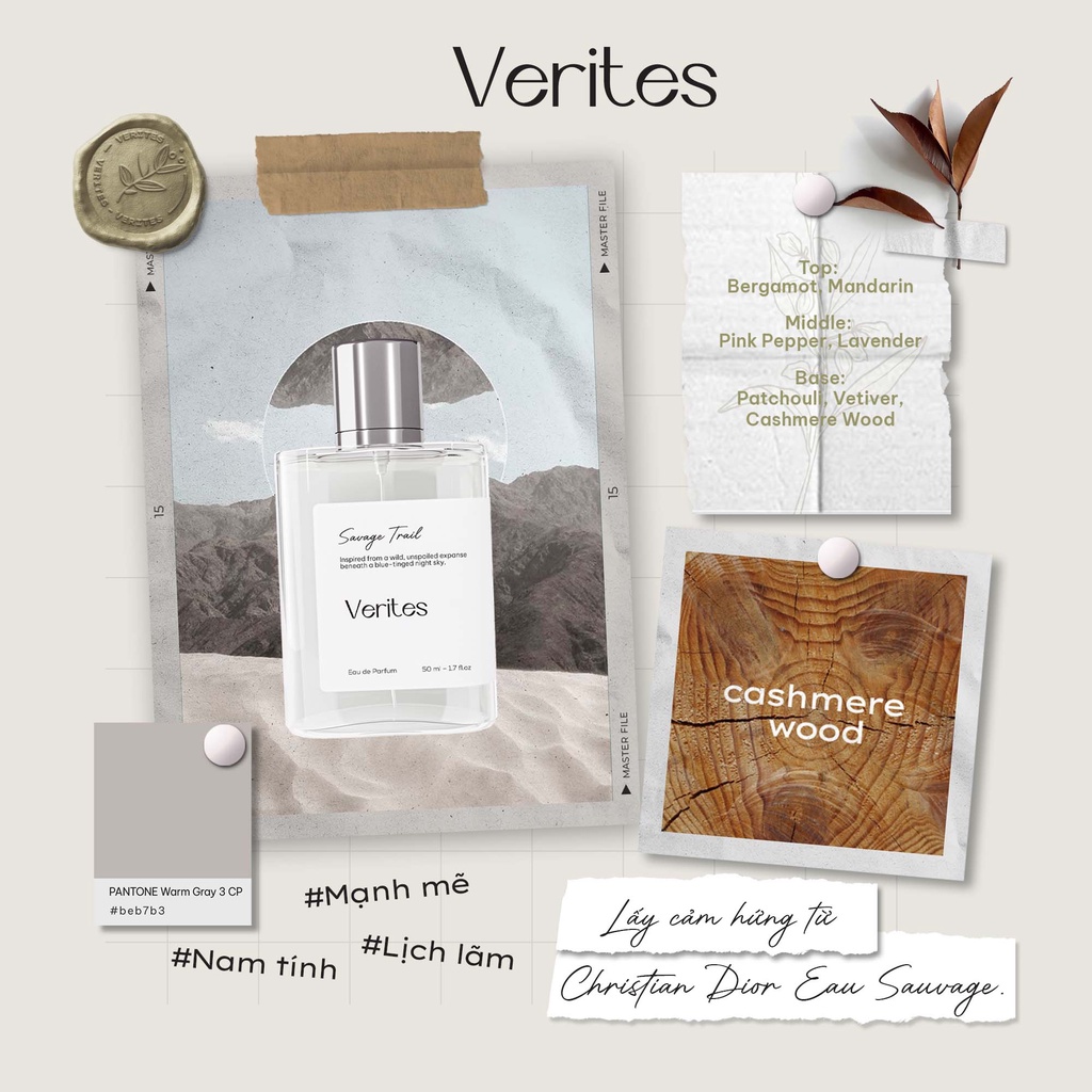 Combo Nước Hoa Đôi Nam Nữ VERITES Savage Trail + After The Rain 50ml x2