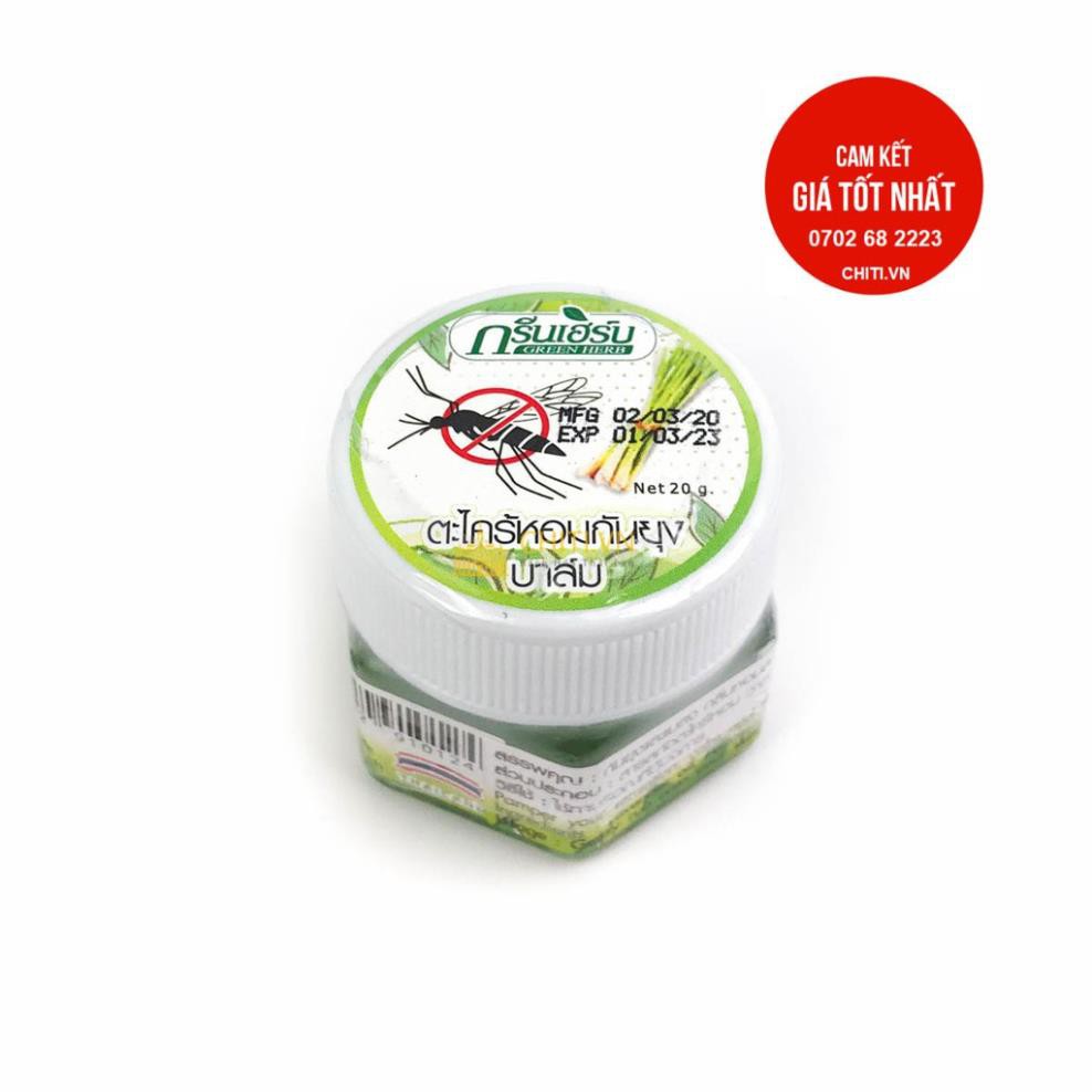 Dầu Cù Là Sả giảm Muỗi Đốt Green Herb Citronella Essence Balm 20gr Thái Lan an toàn cho cả trẻ em