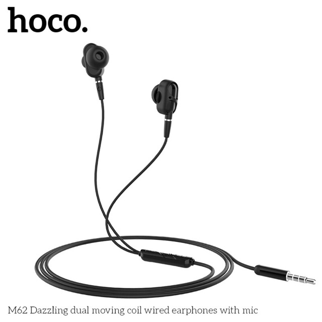 Tai nghe dây hoco m62 chính hãng dòng tai nghe có mic chân cắm 3.5-Tai đa năng M62 rực rỡ với mic cáp TPE đàn hồi cao