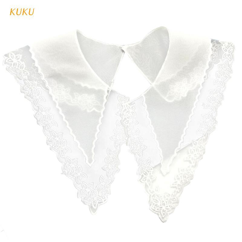 Miếng Vải Voan Cổ Tròn Thêu Hoa Dùng Trang Trí Cổ Áo Diy | BigBuy360 - bigbuy360.vn