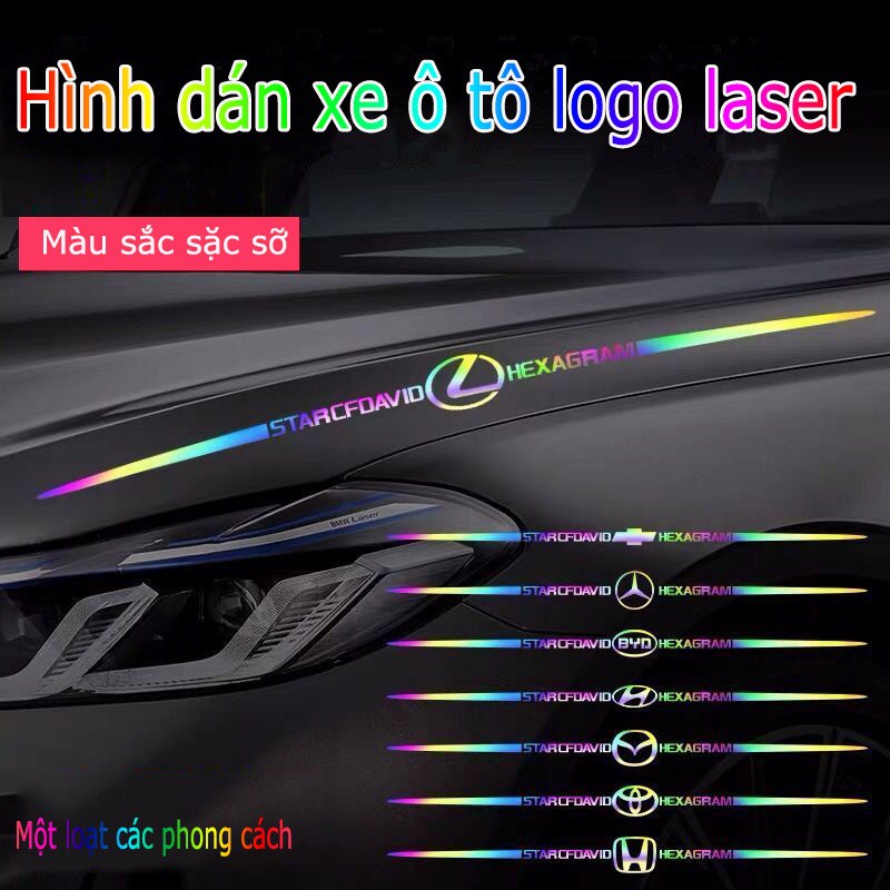 Miếng dán màu phản quang laser chống trầy xước in chữ cá tính trang trí cho xe ô tô