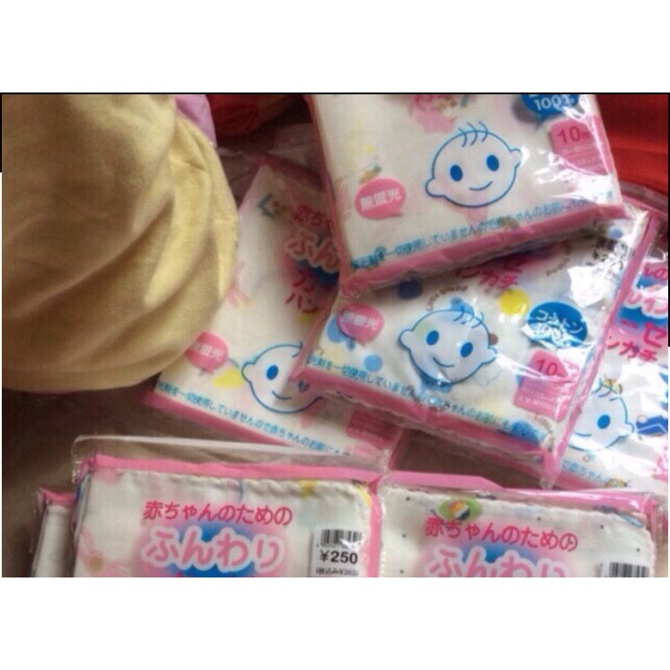 Sét 10 khăn xô sữa  xuất Nhật loại hoa văn