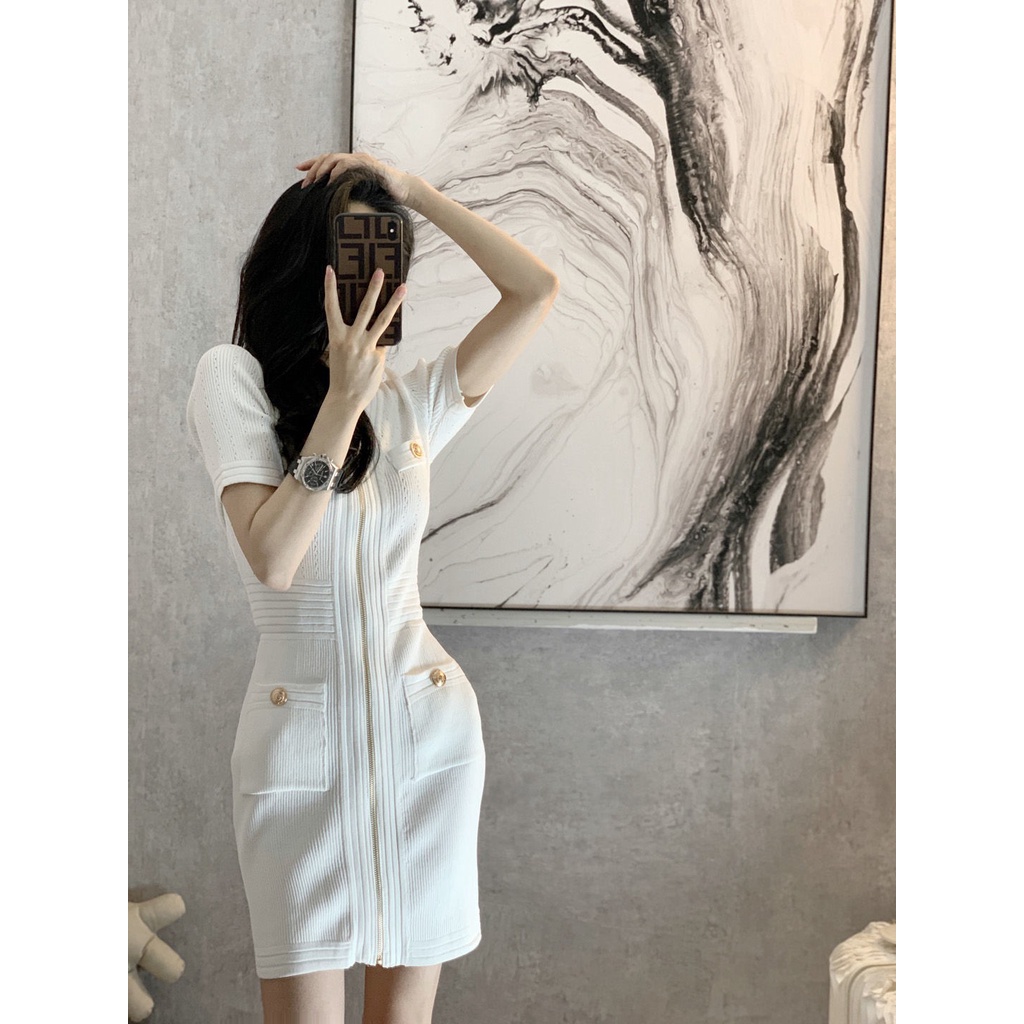 Đầm Dệt Kim Dáng Ôm Chiết Eo Phong Cách Retro Pháp Thời Trang Mùa Hè Hàng Mới Dành Cho Bạn Nữ 2021