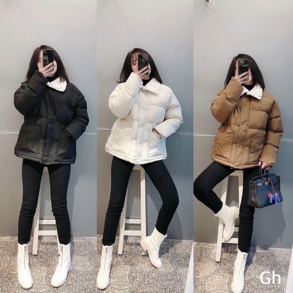 ÁO KHOÁC PHAO NỮ CỔ LÓT LÔNG CỪU SIÊU HÓT CHO CÁC CÔ NÀNG-JUNA STORE 24H-SLLN-0301