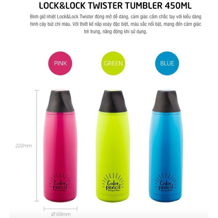 [LOCK&amp;LOCK] BÌNH GIỮ NHIỆT TWISTER TUMBLER 450ML - LHC4152