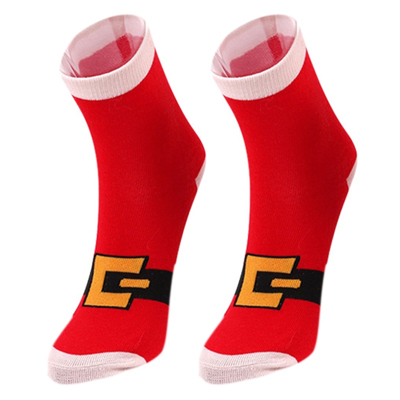 Aoto Đôi Tất cotton Dài Qua Gối In Họa Tiết Giáng Sinh Vui Nhộn Cho Nữ