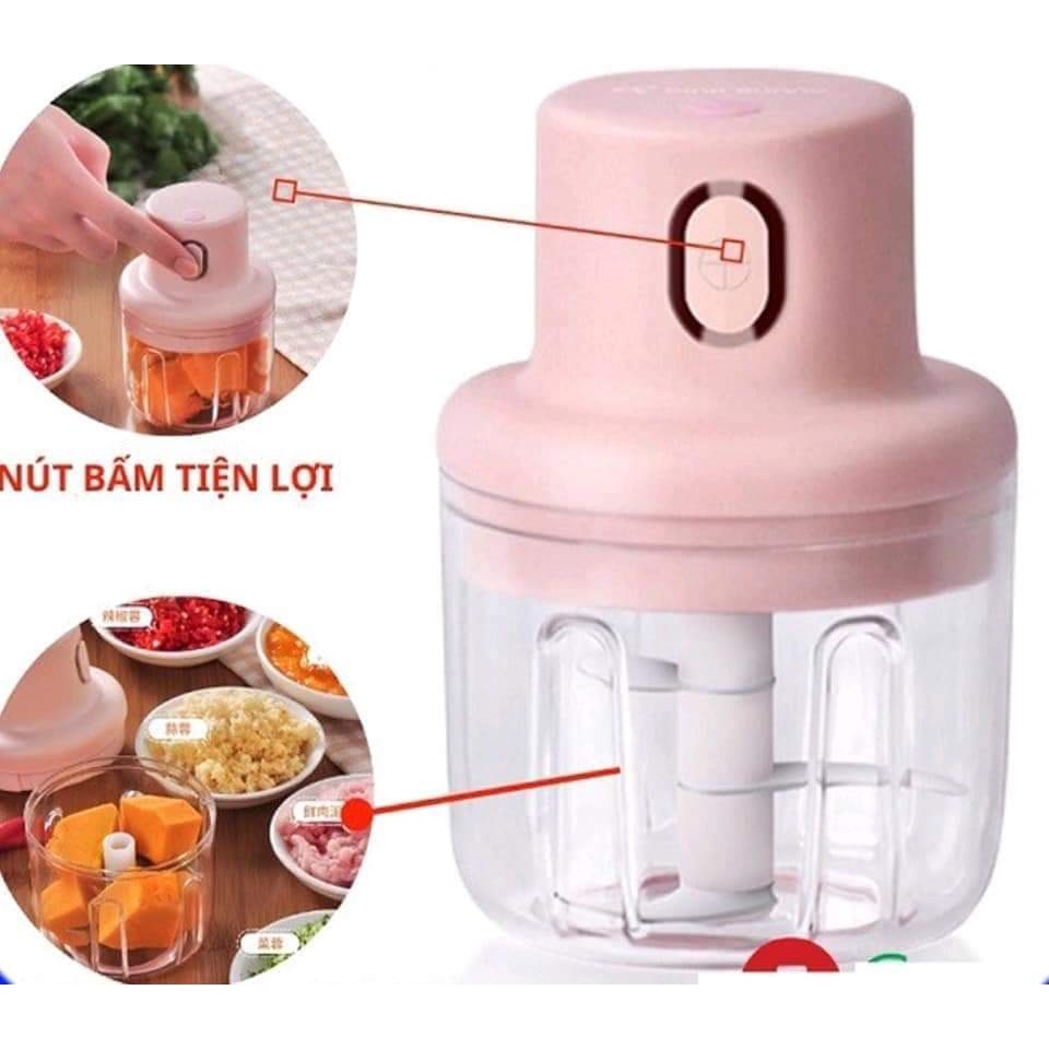[FREE SHIP]Máy Xay Đa Năng, Máy Xay Tỏi Ớt Mini Cầm Tay Sạc Pin Nhỏ Gọn
