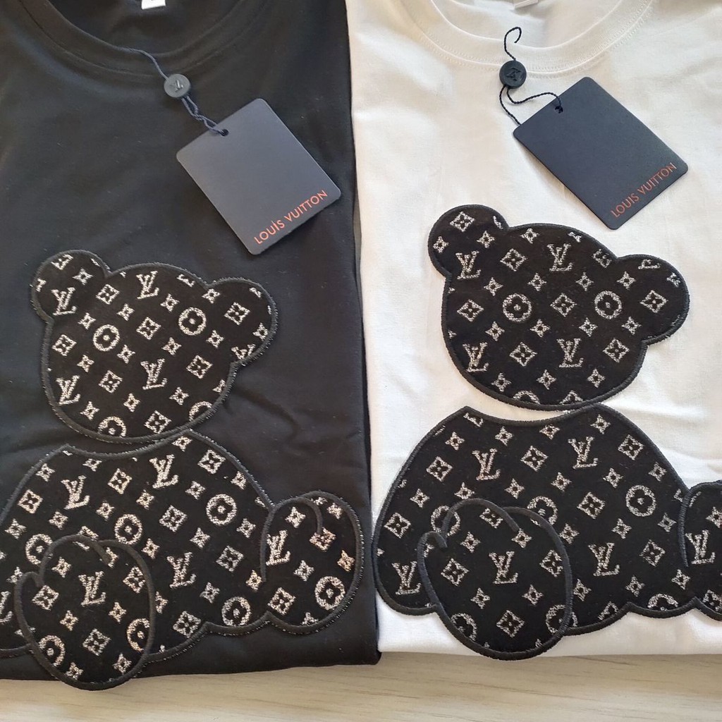 L.v Áo Thun cotton Tay Ngắn Cổ Thuyền Dáng Rộng Cổ Thuyền Có Thể Tháo Rời Phong Cách Âu Mỹ Dành Cho Nam Nữ