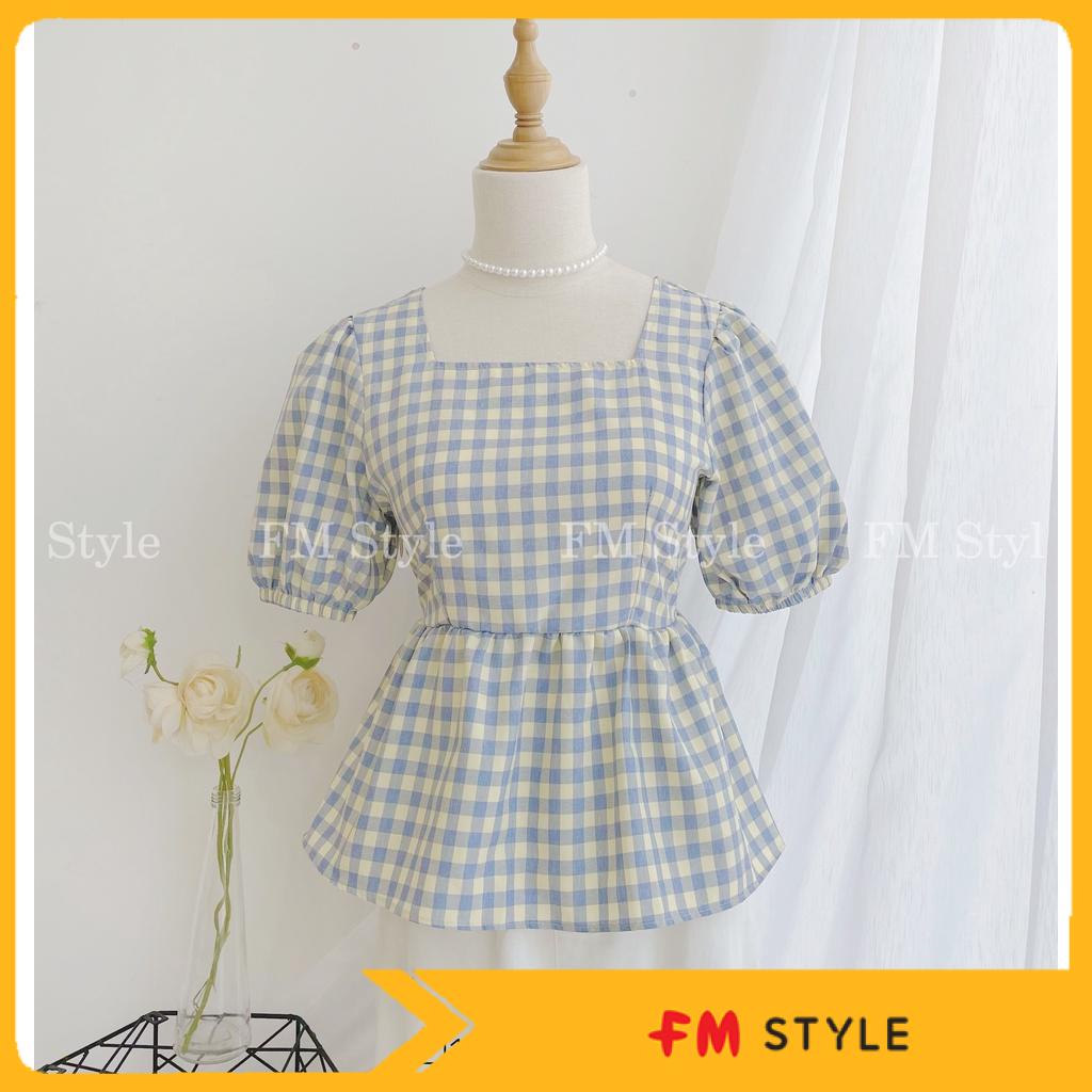 Áo tay phồng cổ viền khoét lưng LAN0904B nữ FM Style 211005010