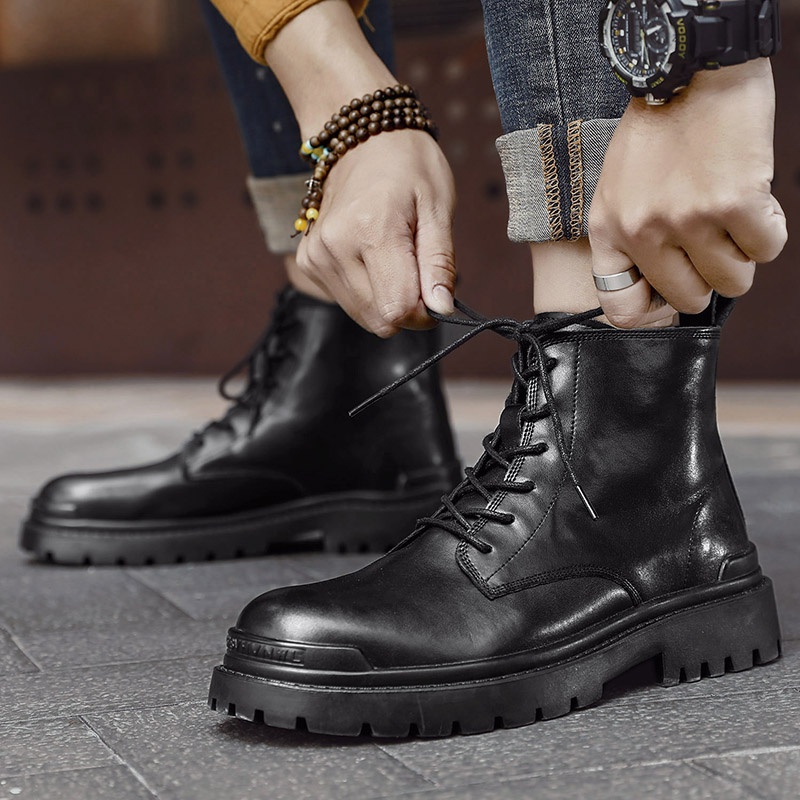 Giày bốt chelsea da cổ cao thời trang dành cho nam