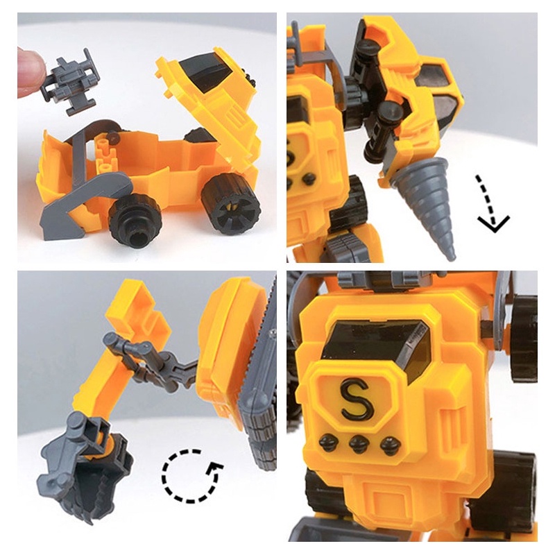 5 Xe Mô Hình Xe Công Trình Biến Hình Robot Đồ Chơi Cho Bé Trai