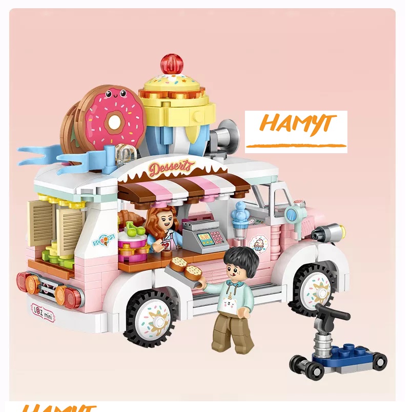 Bộ xếp hình khối xây dựng building block LOZ mini mô hình Dessert Truck