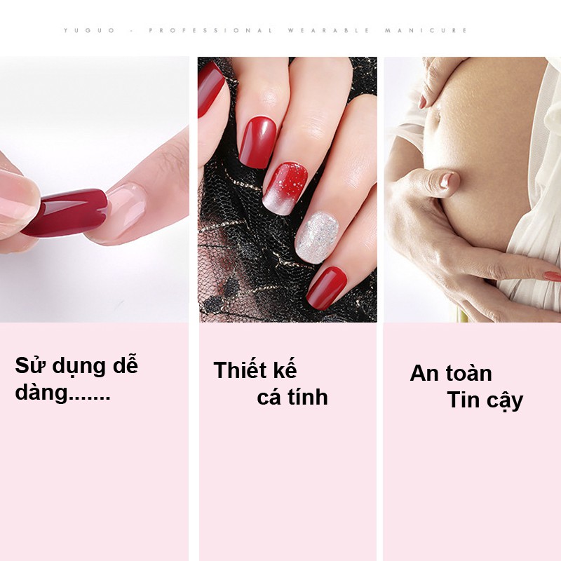 Hộp 30 Móng giả , nail giả, Kèm keo khô và keo nước, Cây dũa (30-09)