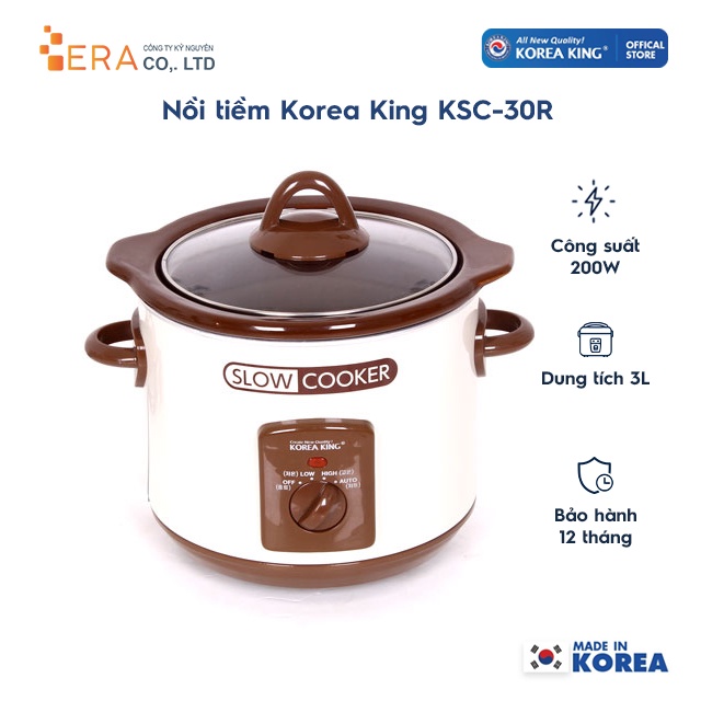 Nồi tiềm Korea King KSC-30R (Trắng phối nâu)