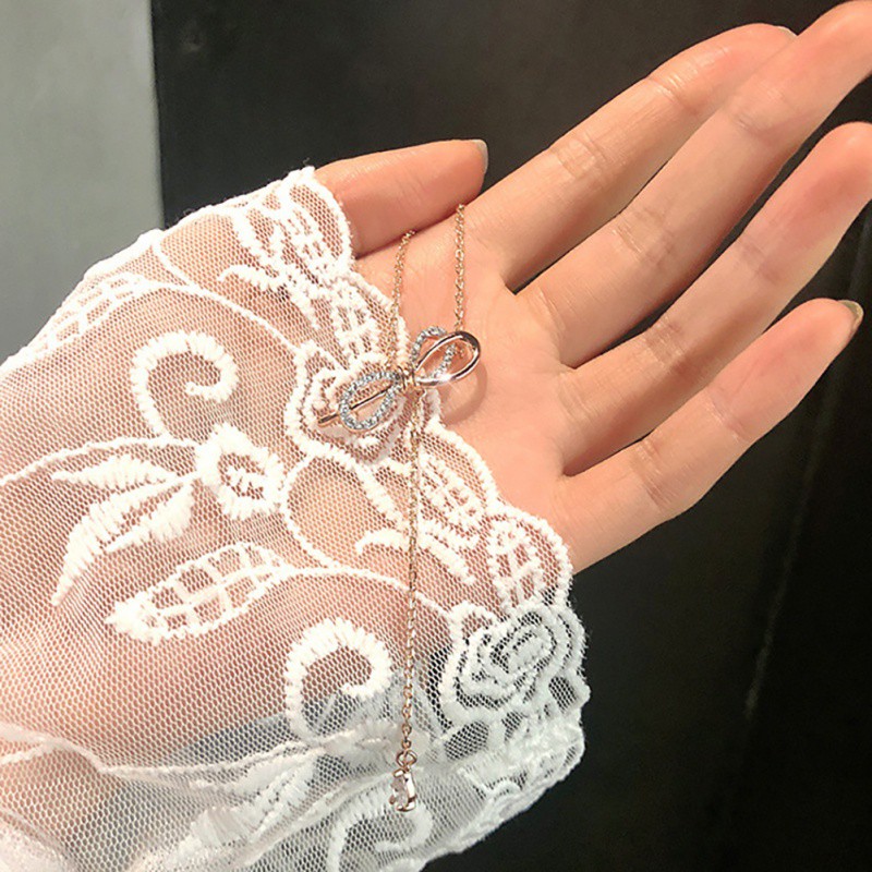 Dây Chuyền Hợp Kim Hình Nơ Đính Đá Xinh Xắn