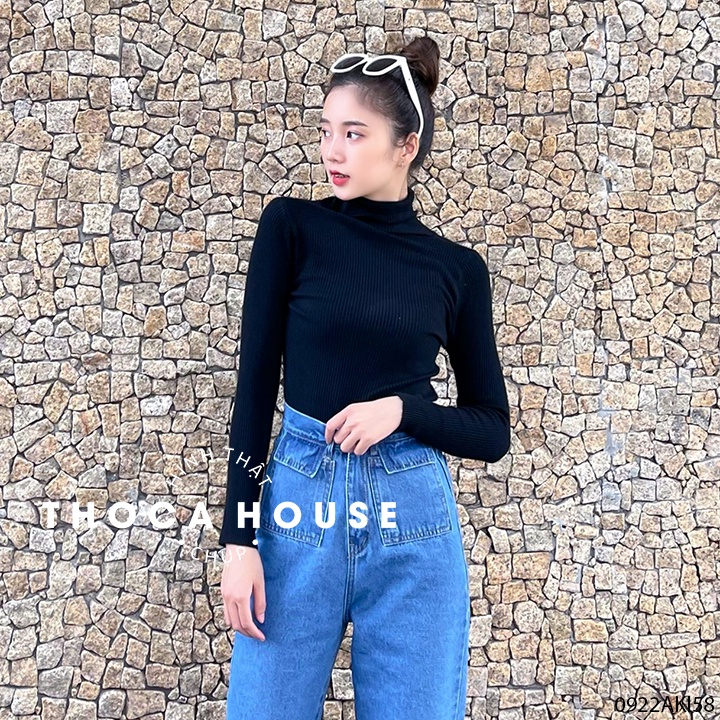 Áo len cổ lọ nữ dài tay trơn màu basic THOCA HOUSE dáng ôm phối đồ thu đông Hàn Quốc siêu đẹp